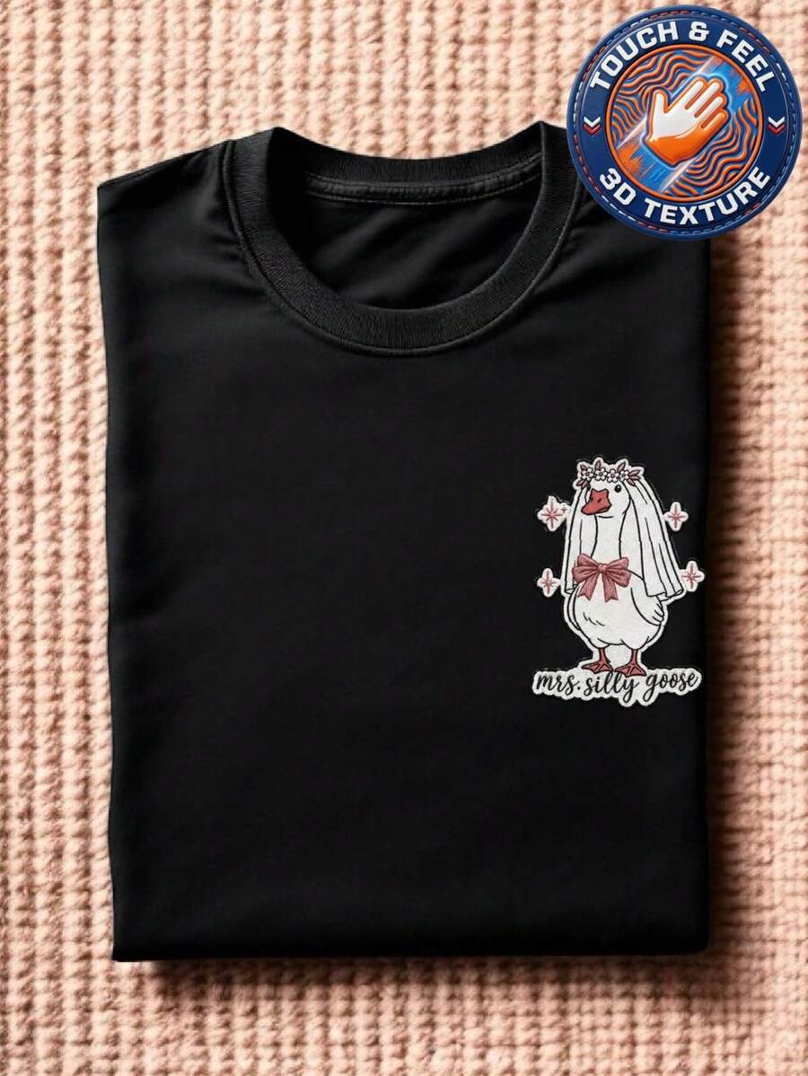 Mrs.Goose 3D Embroidery Patch T-Shirt