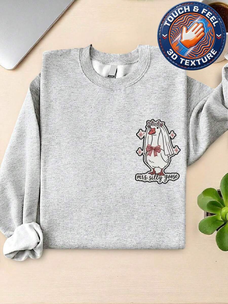 Mrs.Goose 3D Embroidery Patch Sweatshirt