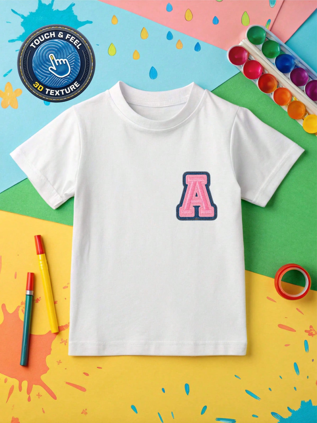 Letter A 3D UV Patch T-Shirt