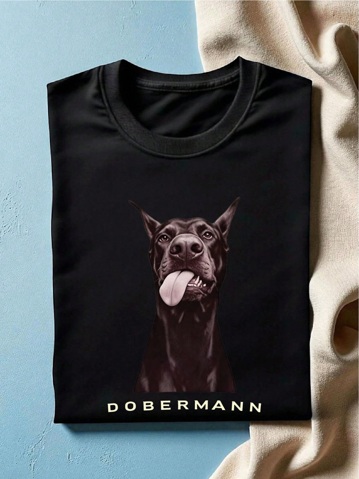 Women Letter & Dog Graphic T-Shirt