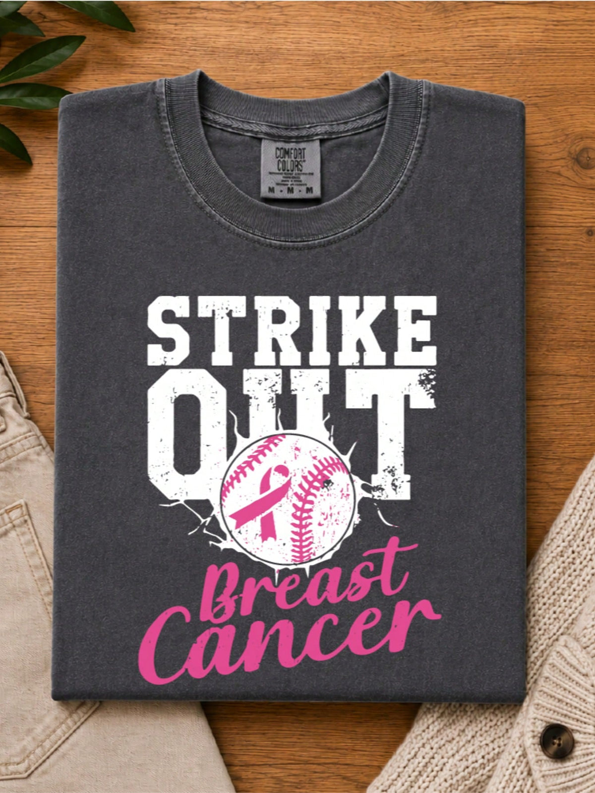 Baseball Mom Cancer Ribbon Distressed T-Shirt