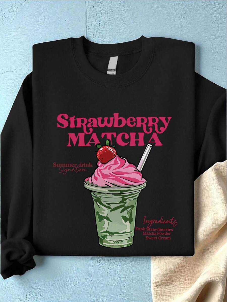 Strawberry Matcha Latte Sweatshirt - Black