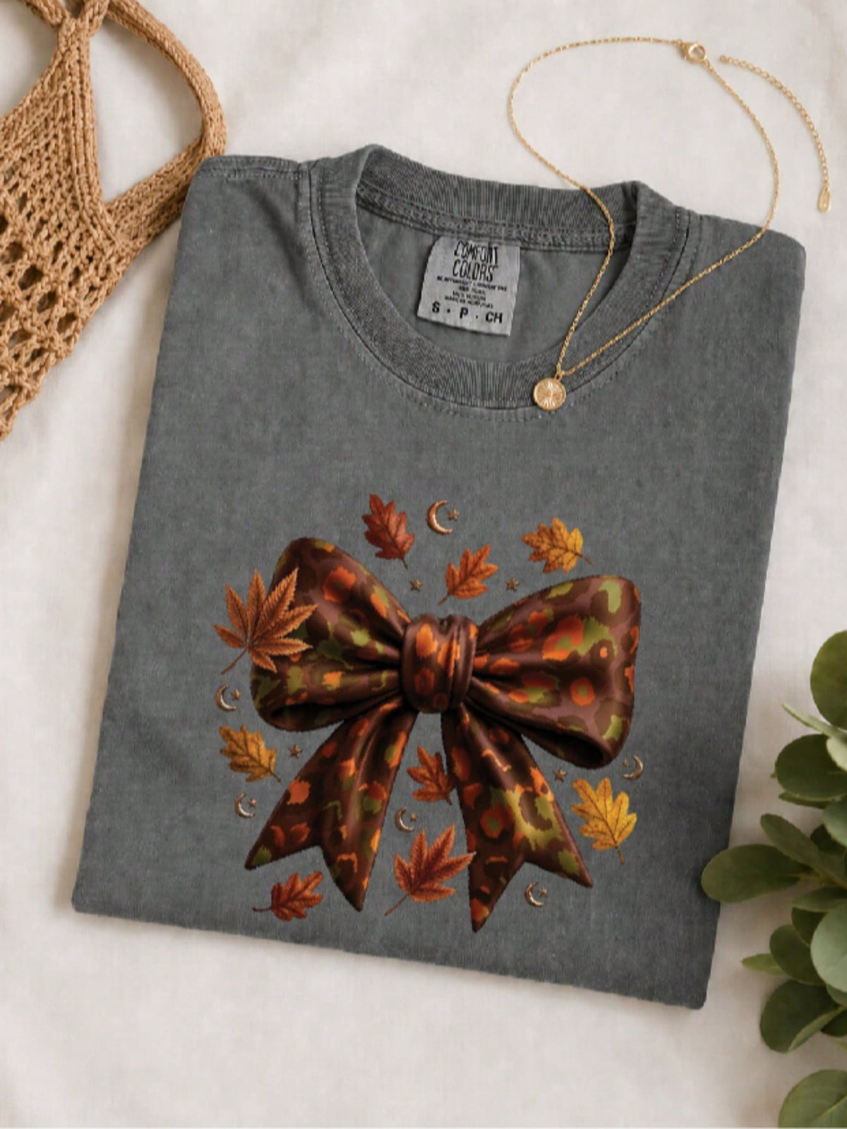 Fall Coquette Leopard Bow T-Shirt