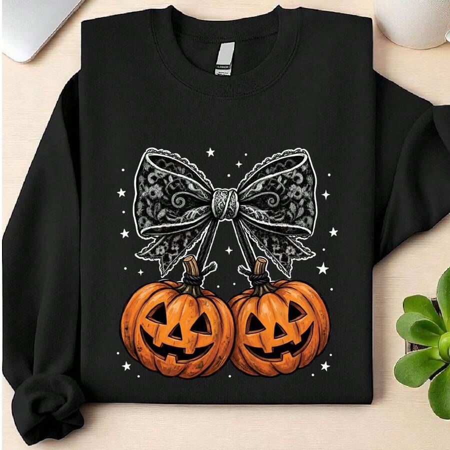 Lace Bow Pumpkin Sweatshirt
