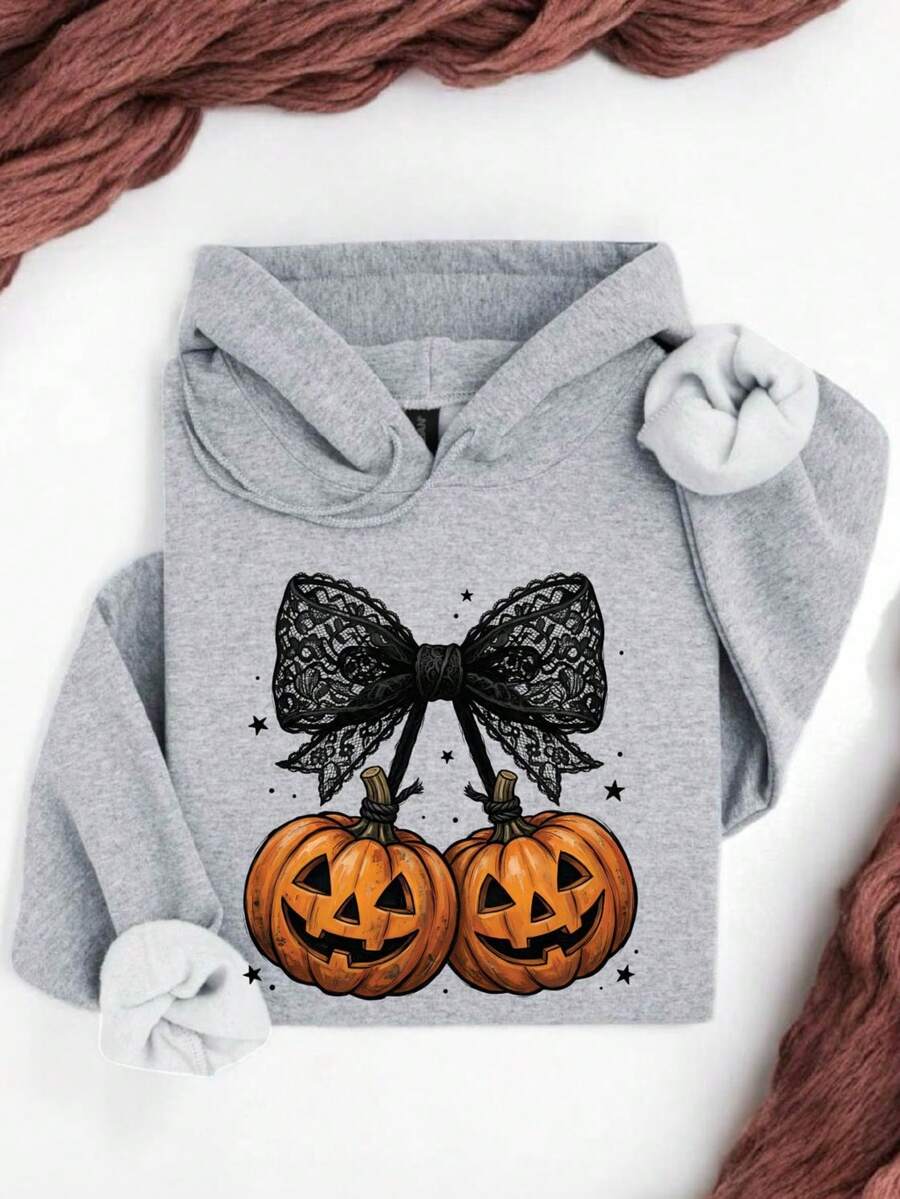 Lace Bow Pumpkin Hoodie