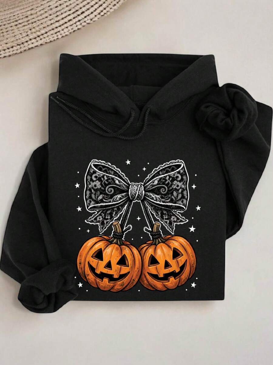 Lace Bow Pumpkin Hoodie
