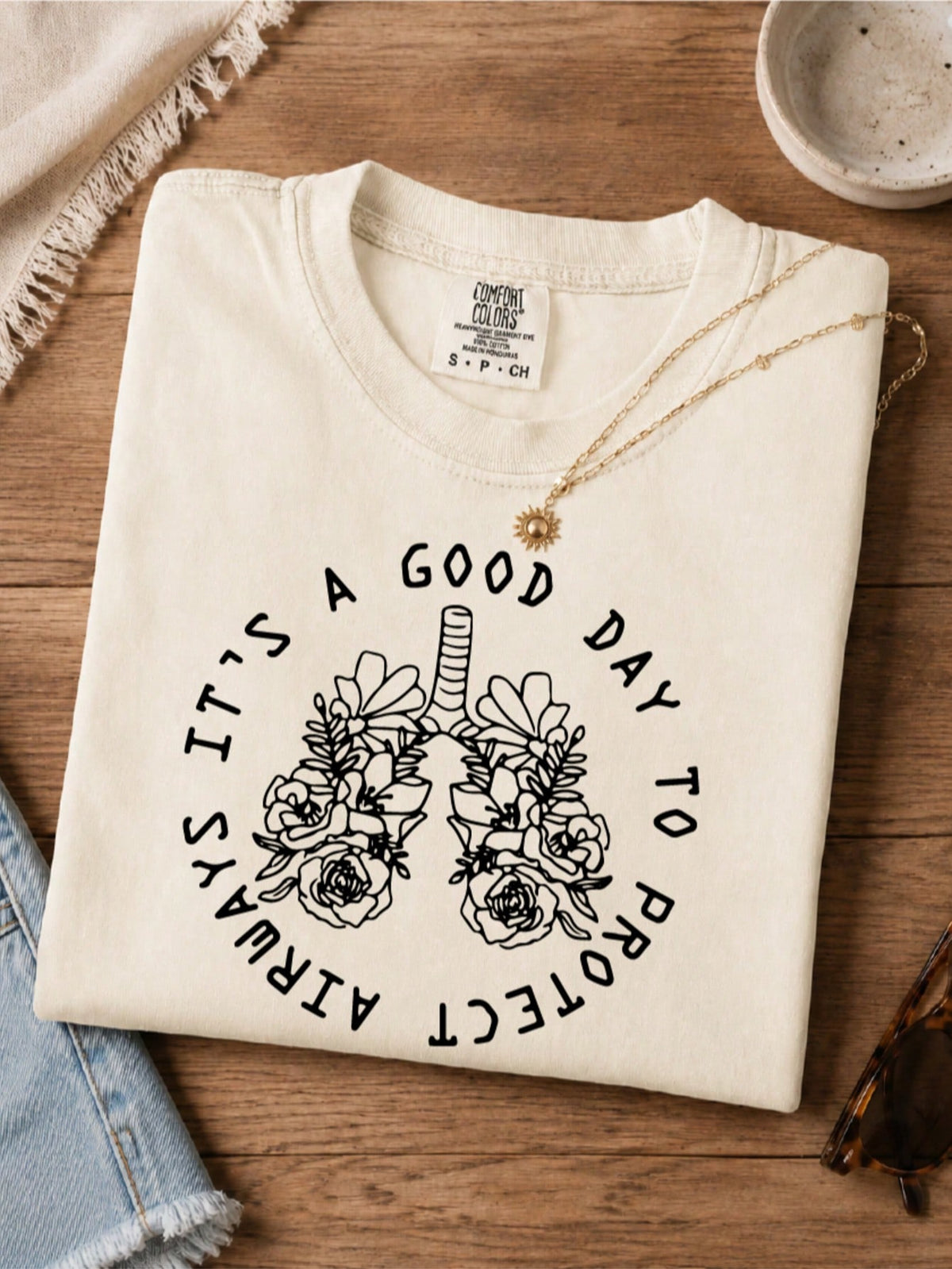 Cute Floral Lung Breathing Outfit. Anatomical Lung T-Shirt