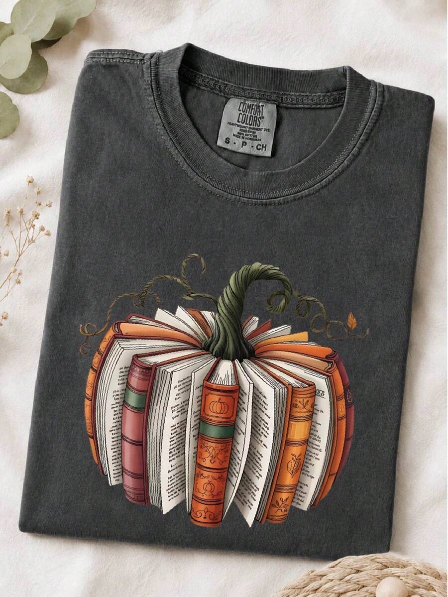 Fall Book Pumpkin T-Shirt
