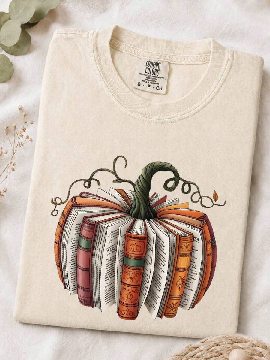 Fall Book Pumpkin T-Shirt