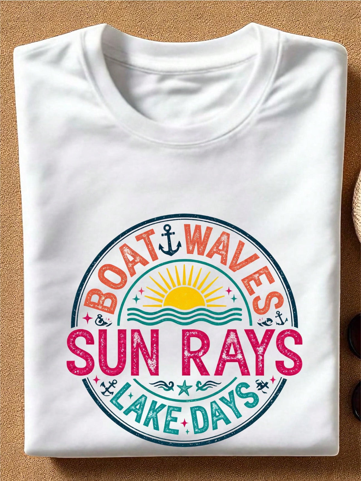 Boat Waves Sun Rays T-Shirt