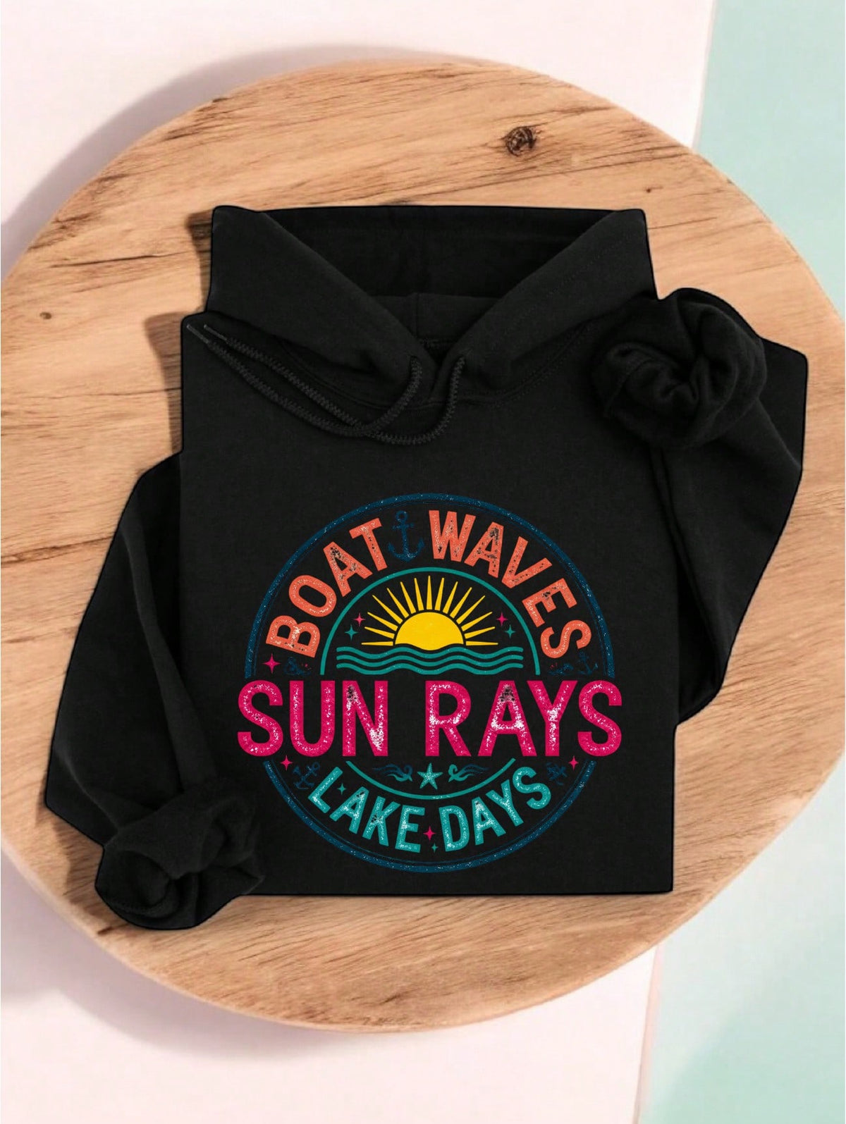 Boat Waves Sun Rays Hoodie