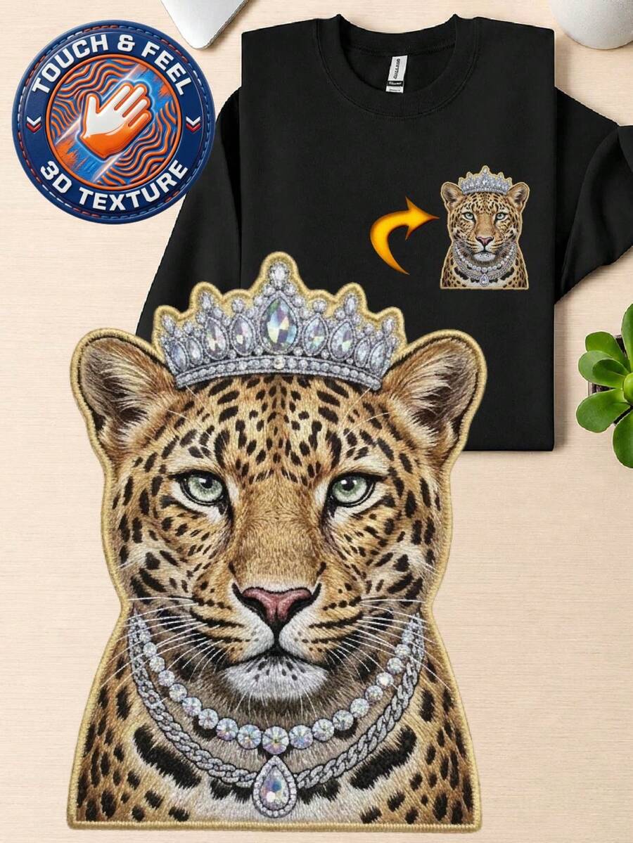 Leopard 3D Embroidered Patch Sweatshirt