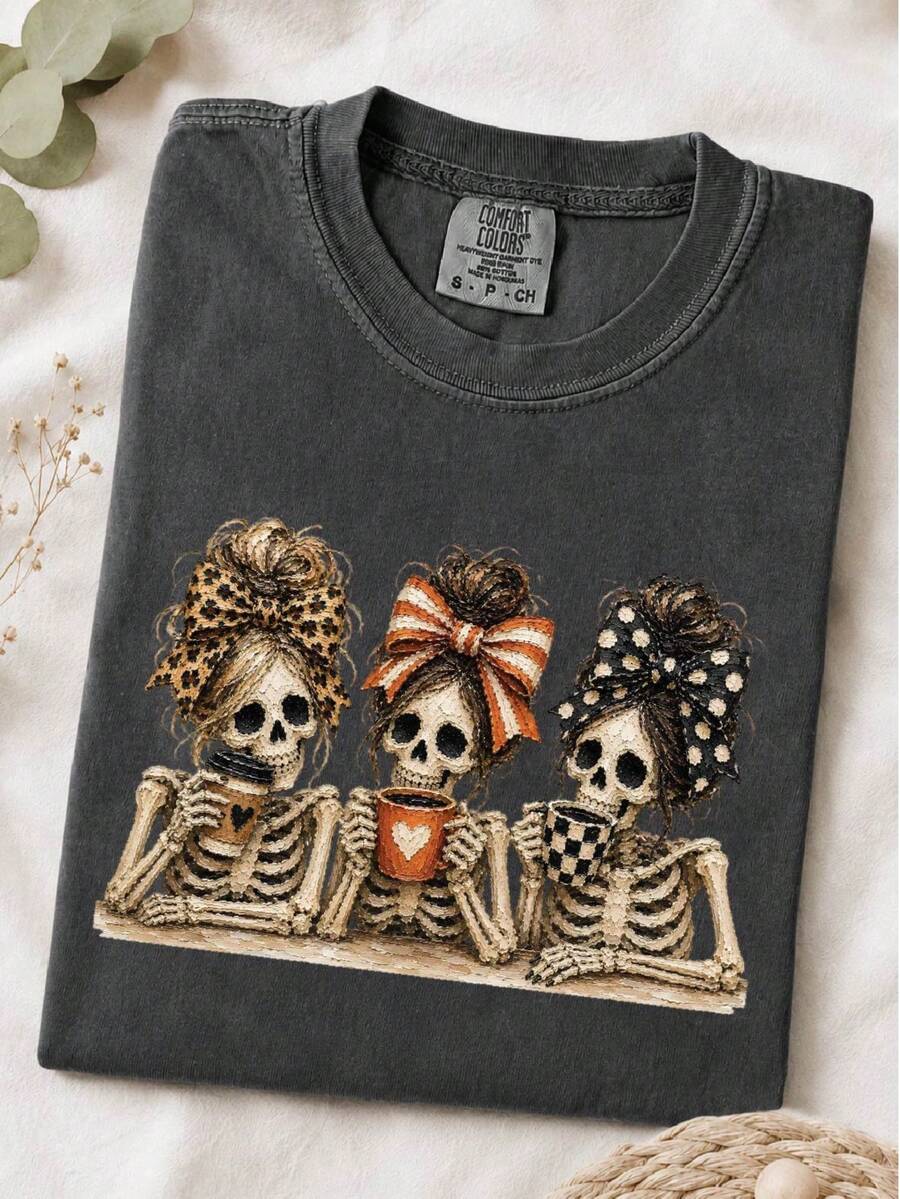 Preppy Halloween Skeleton T-Shirt