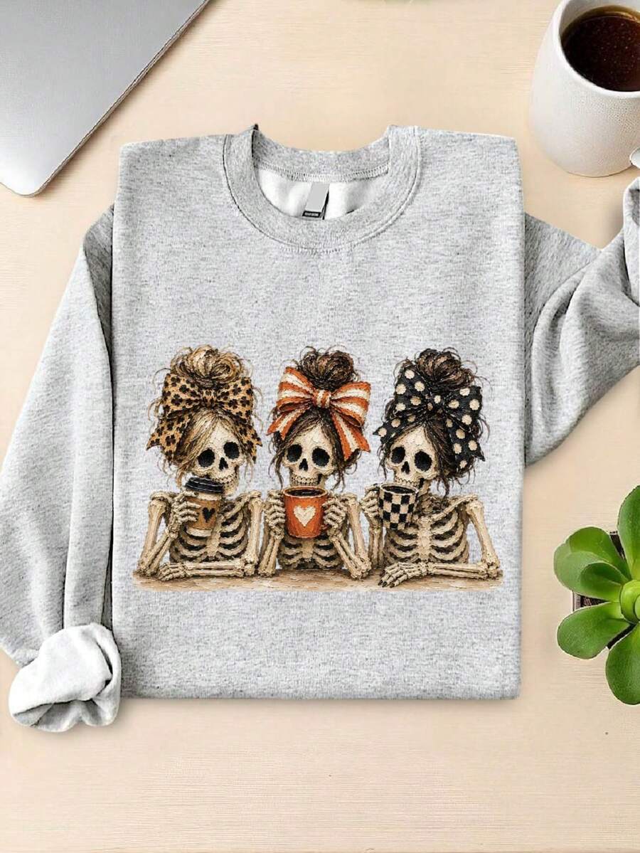 Preppy Halloween Skeleton Sweatshirt