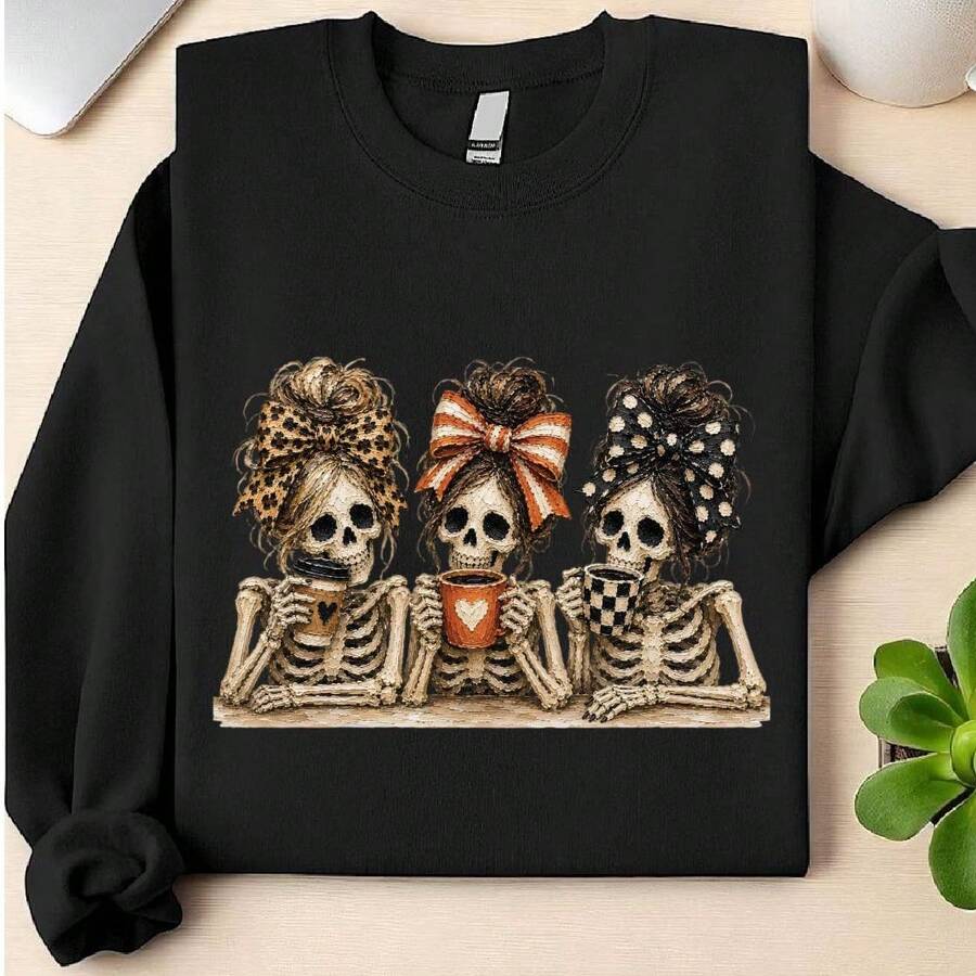 Preppy Halloween Skeleton Sweatshirt