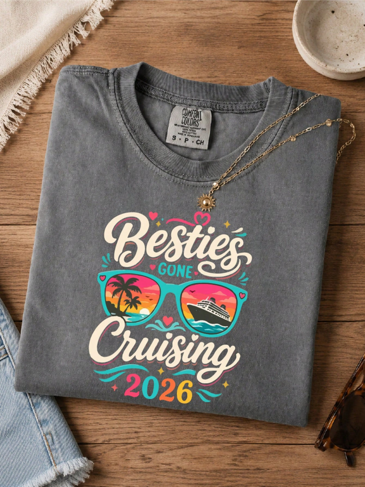 Besties Gone Cruising 2026 Matching T-Shirt