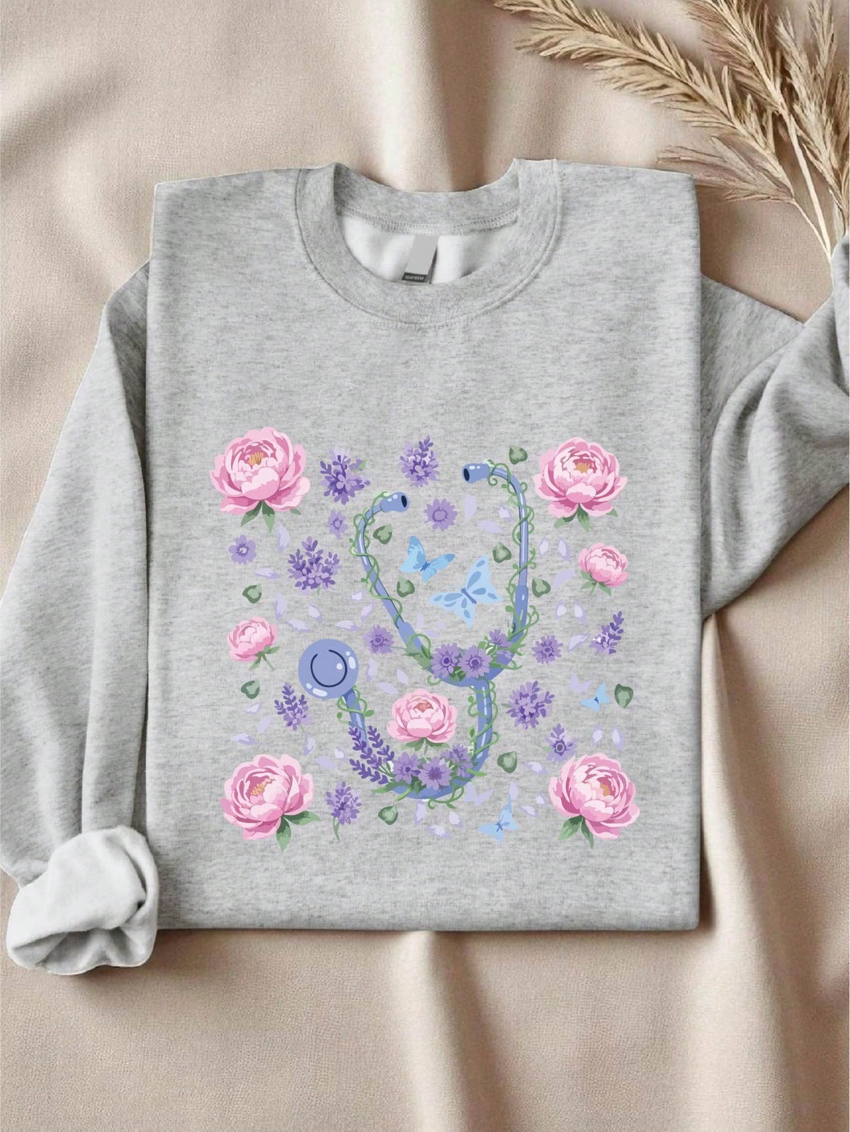 Floral Nurse Stethoscope Sweatshirt