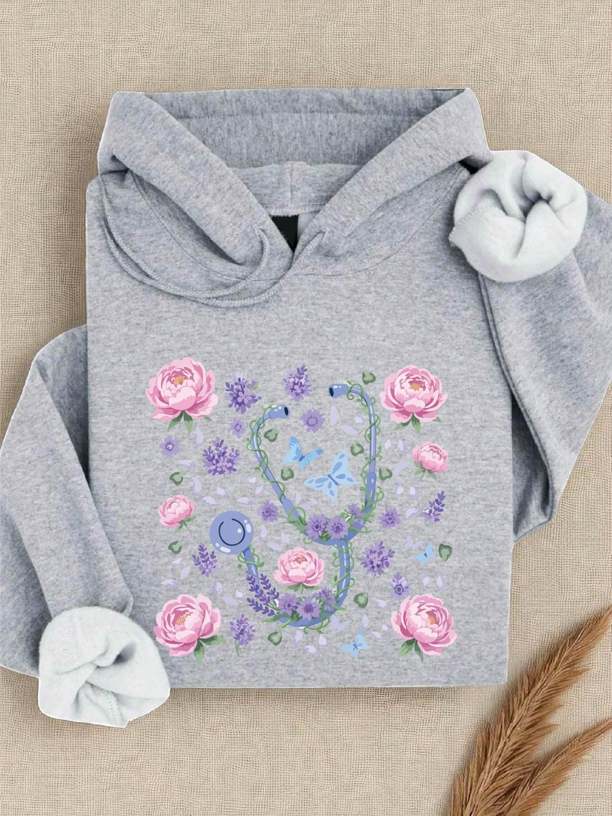 Floral Nurse Stethoscope Hoodie