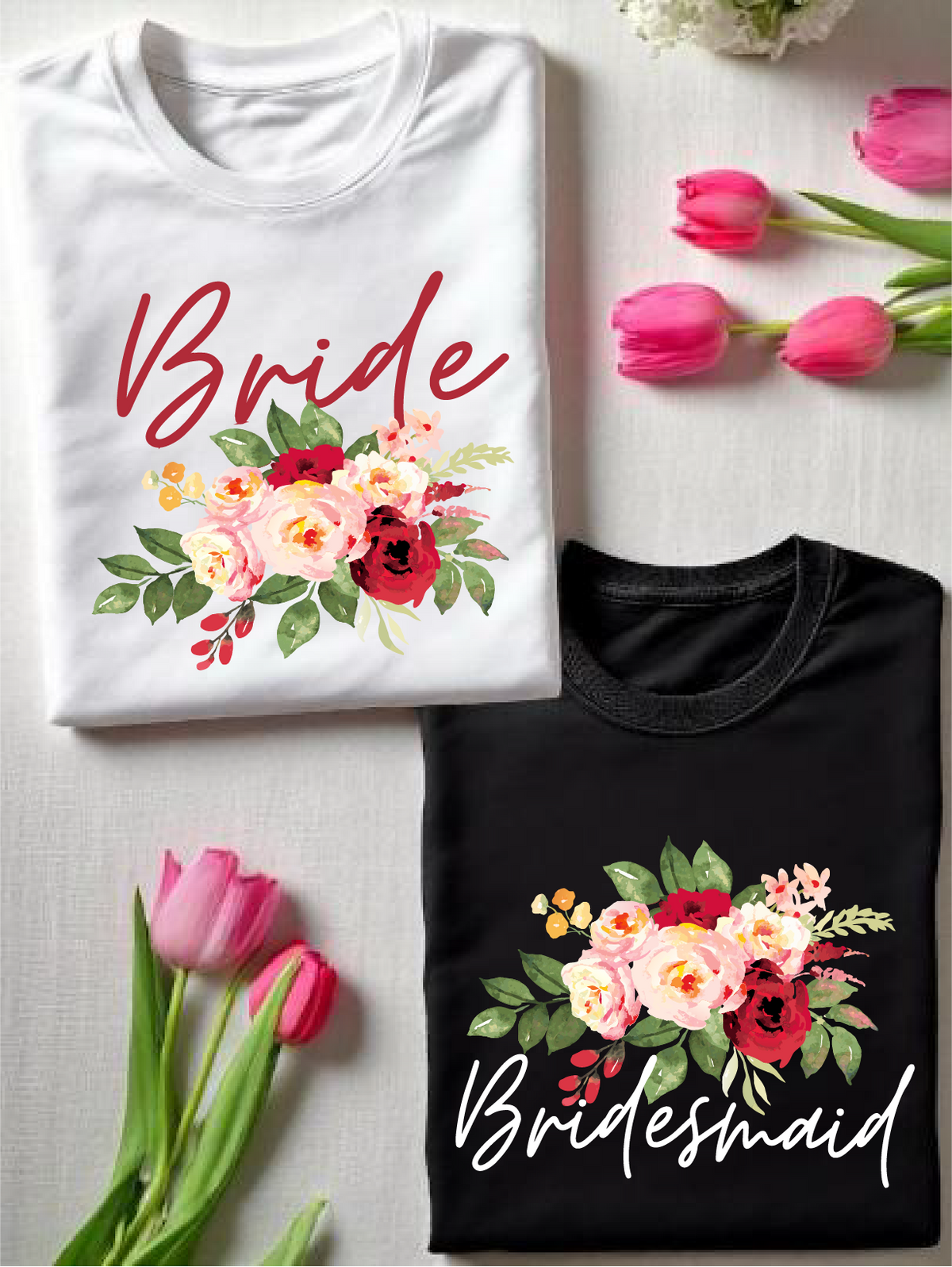 1Pc Floral Bridal T-Shirt