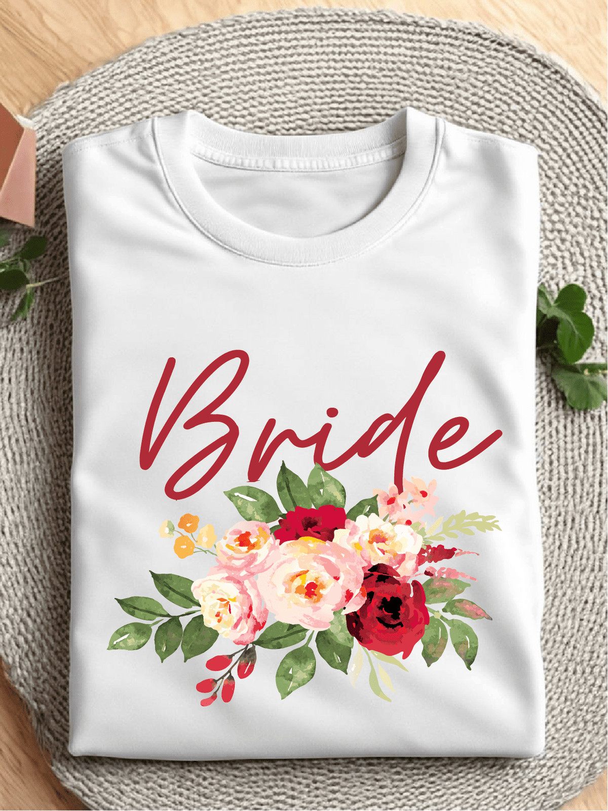 1Pc Floral Bridal T-Shirt