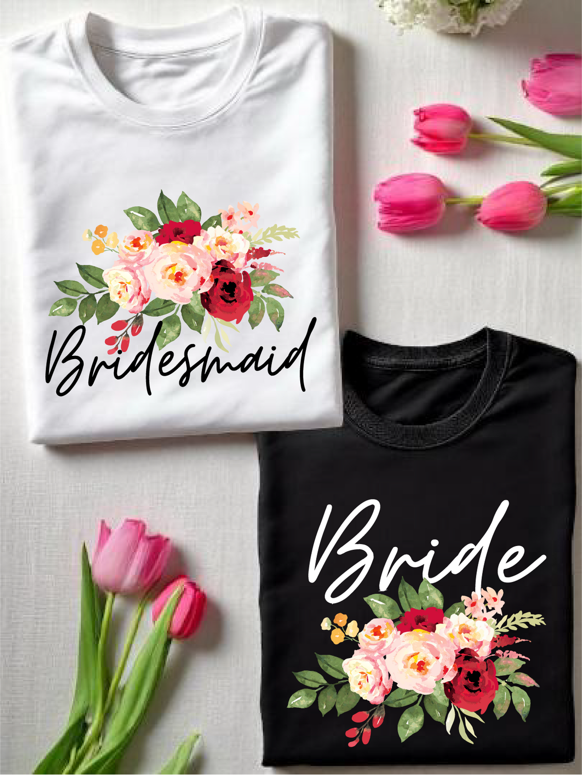 1Pc Floral Bridal T-Shirt