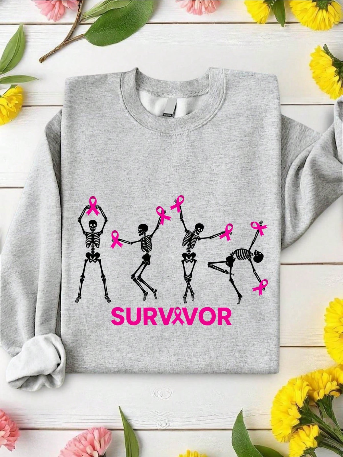 Retro Dancing Skeletons Breast Cancer Sweatshirt