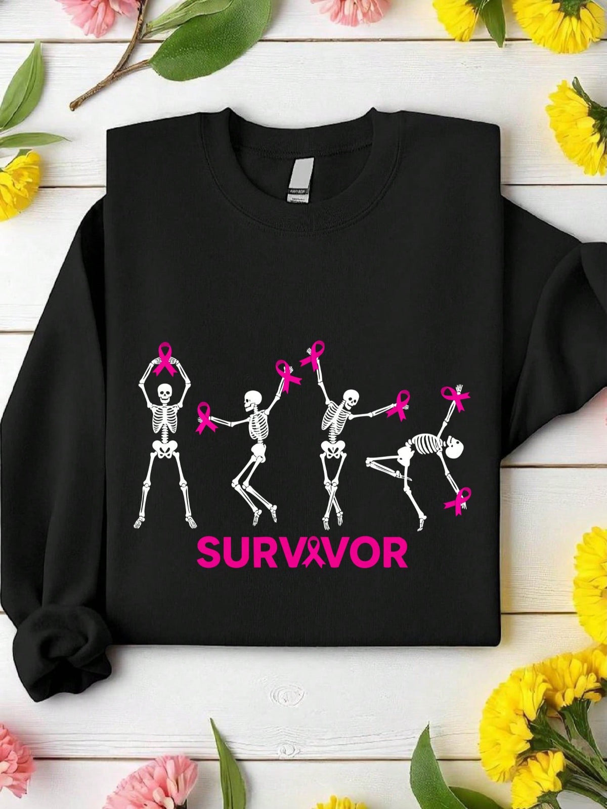 Retro Dancing Skeletons Breast Cancer Sweatshirt