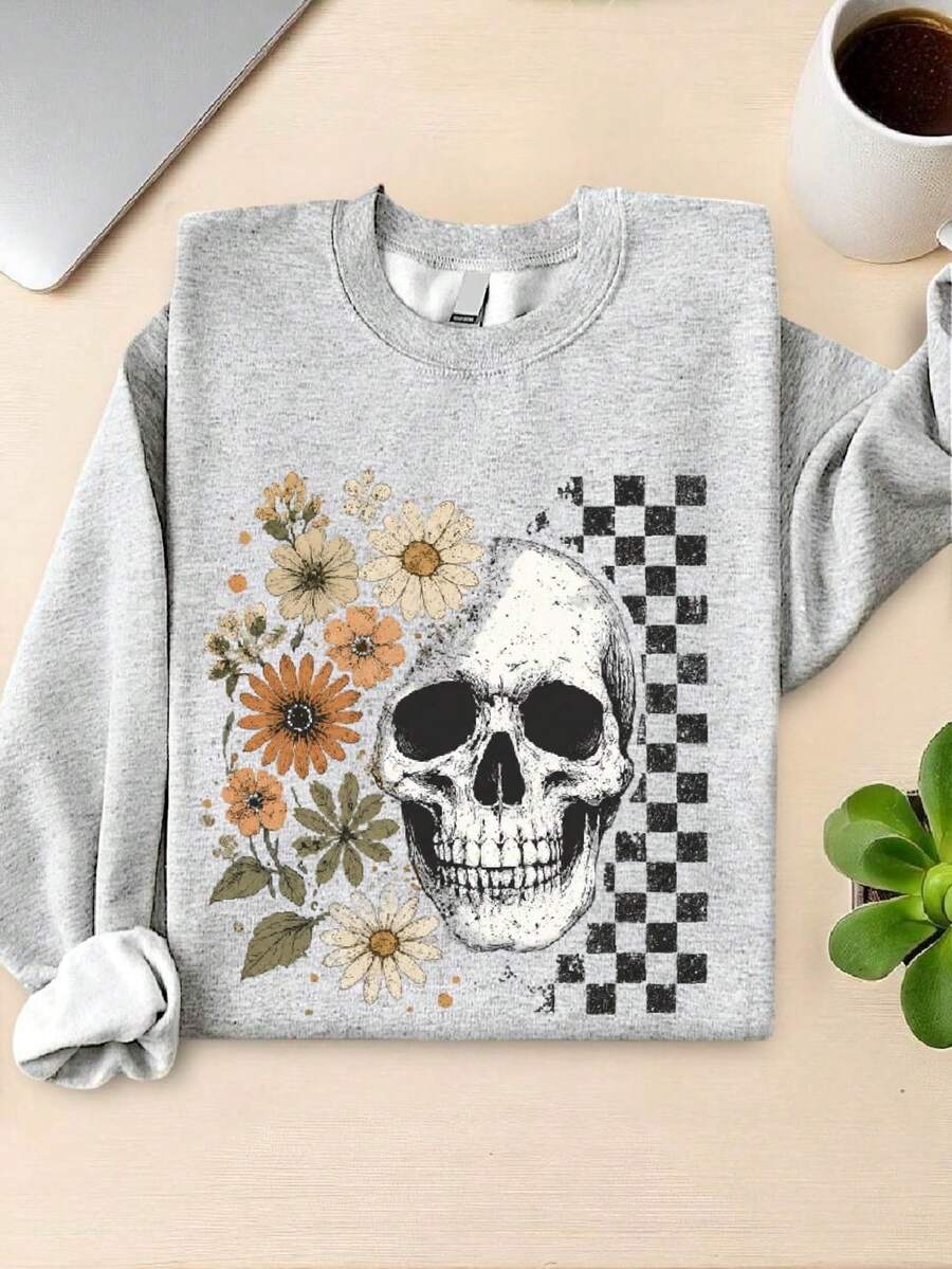 Boho Skull Graphic Sweatshirt