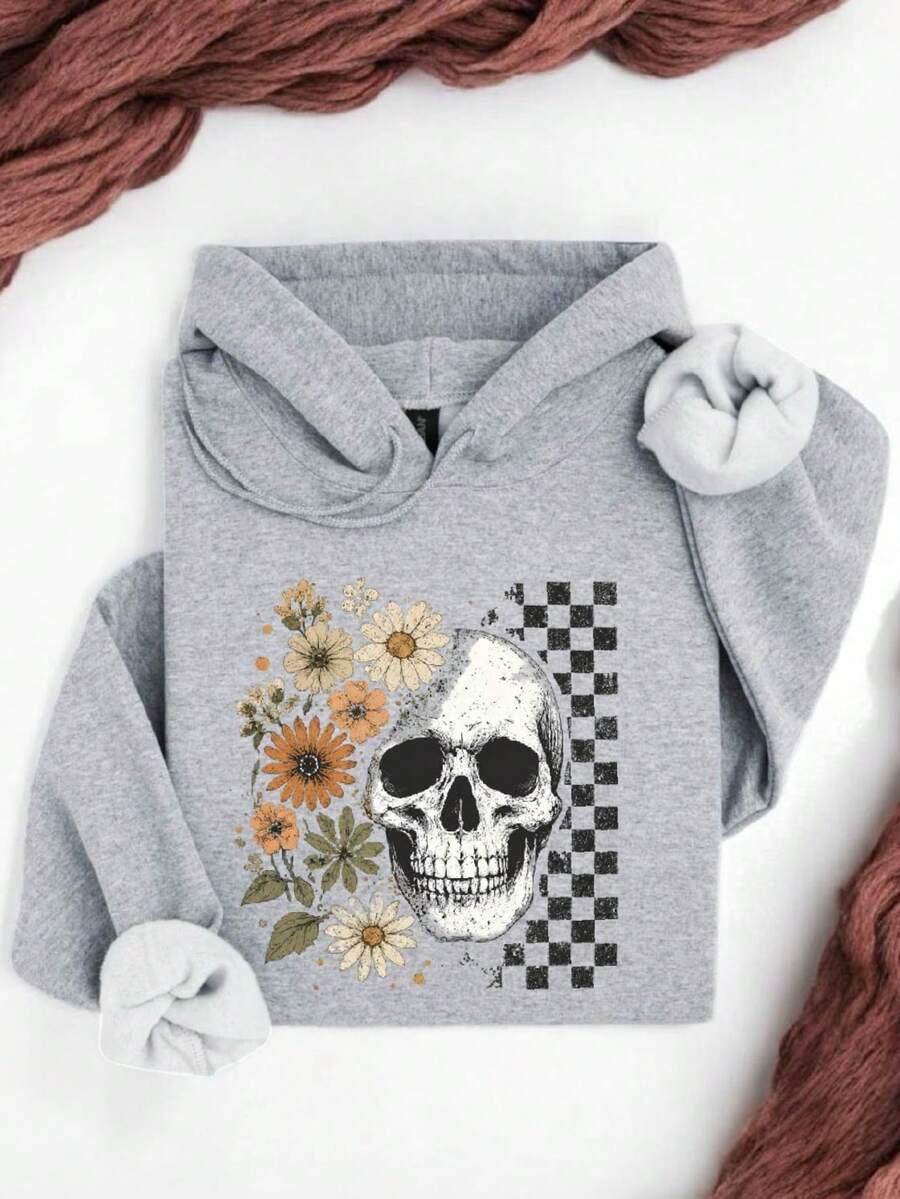 Boho Skull Graphic Hoodie