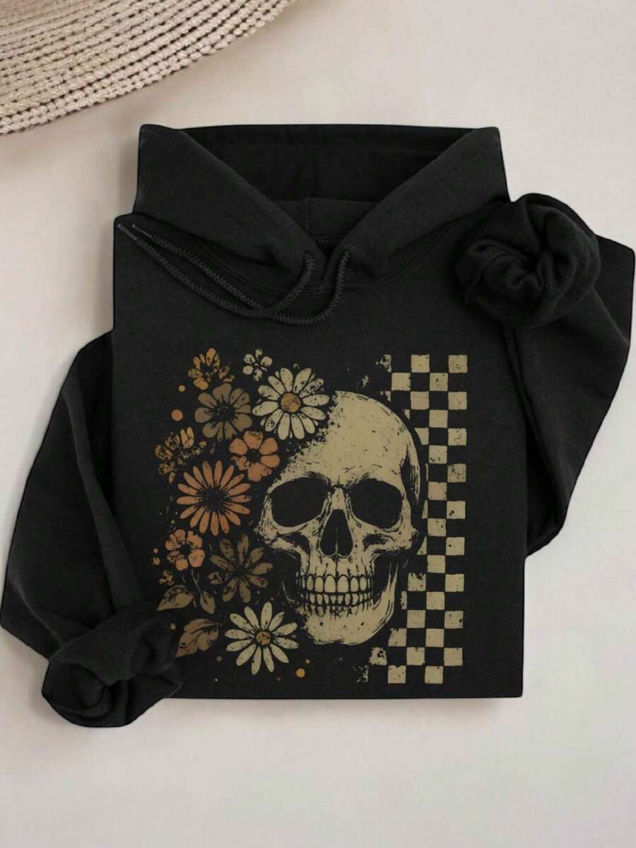 Boho Skull Graphic Hoodie