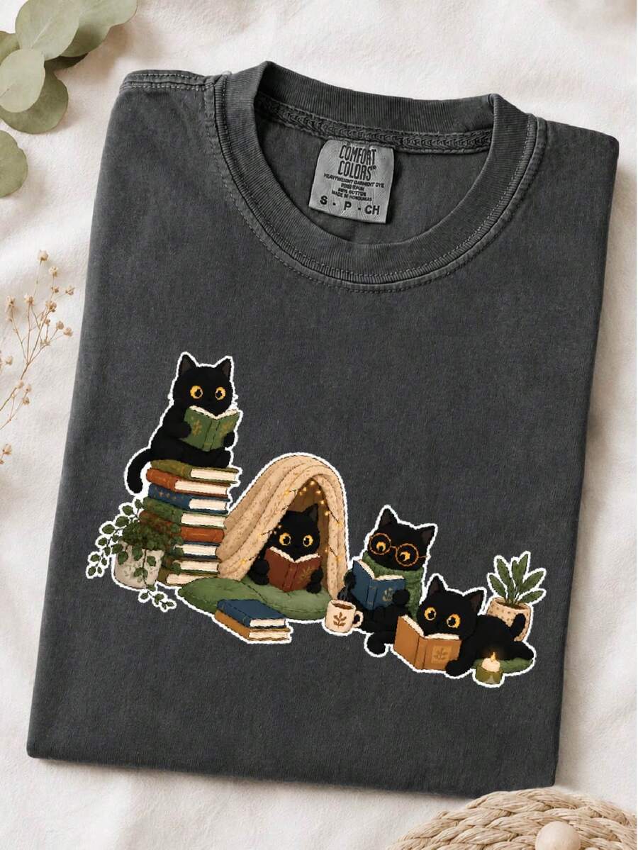 Cat Reading T-Shirt