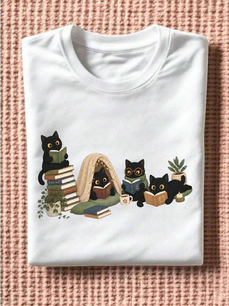 Cat Reading T-Shirt