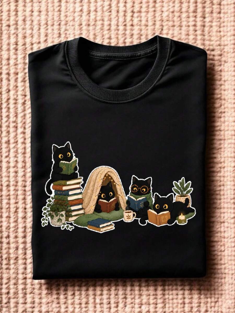 Cat Reading T-Shirt