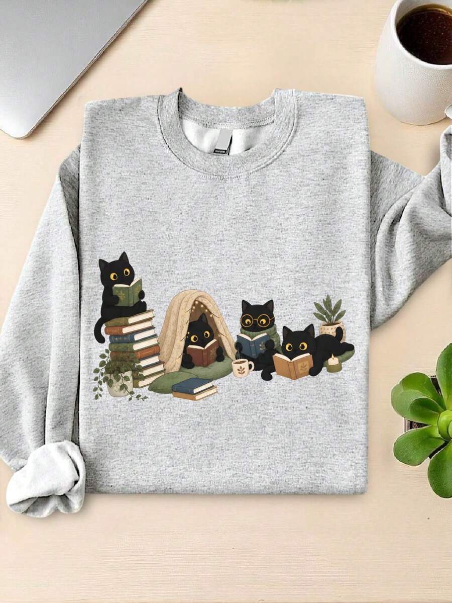 Cat Reading Sweatshirt