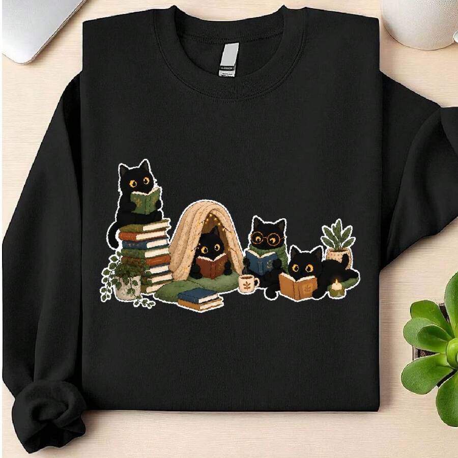 Cat Reading Sweatshirt