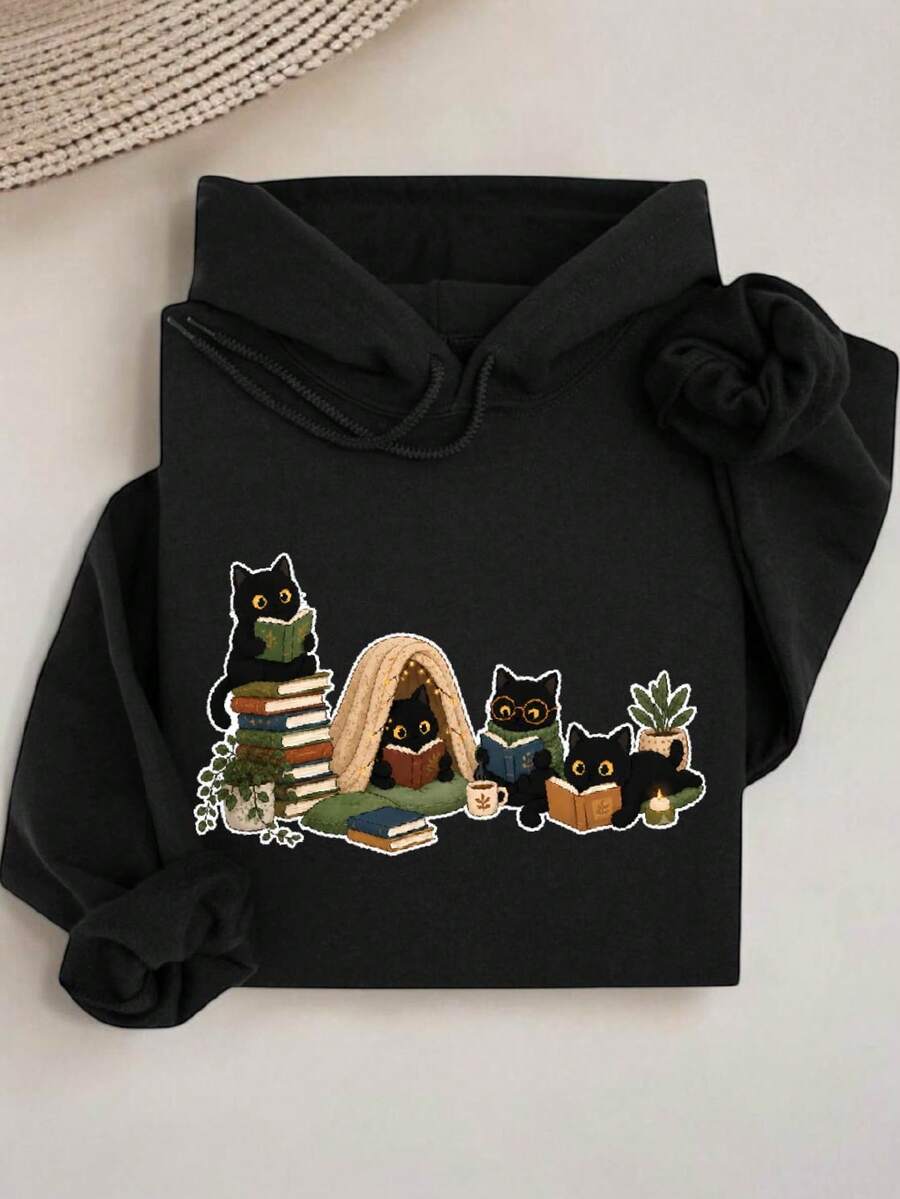 Cat Reading Hoodie