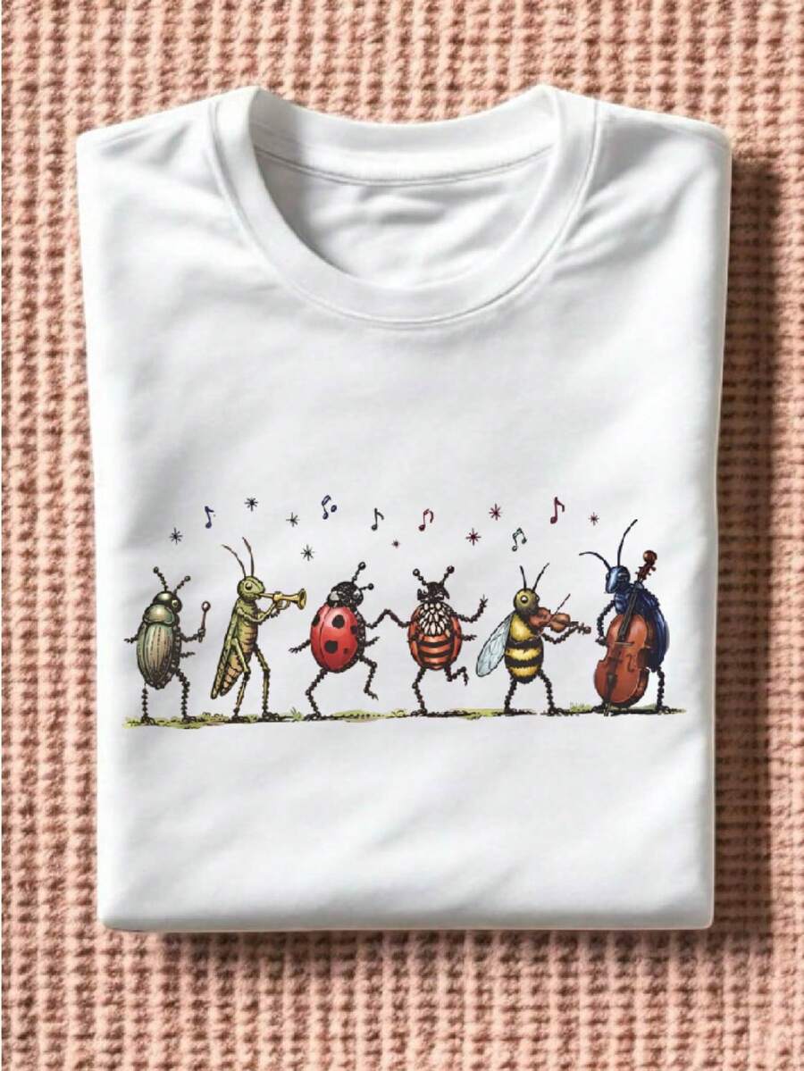 Vintage Insect Music Graphic T-Shirt