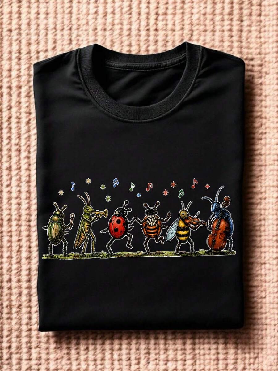 Vintage Insect Music Graphic T-Shirt