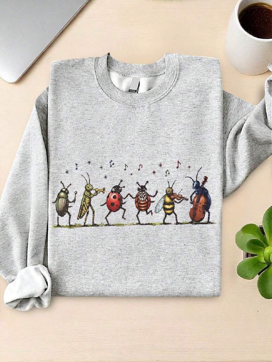 Vintage Insect Music Graphic Sweatshirt