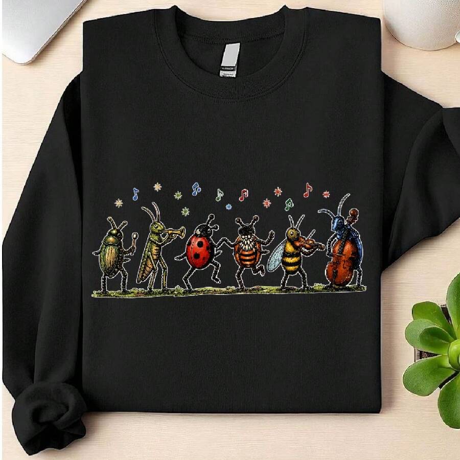 Vintage Insect Music Graphic Sweatshirt