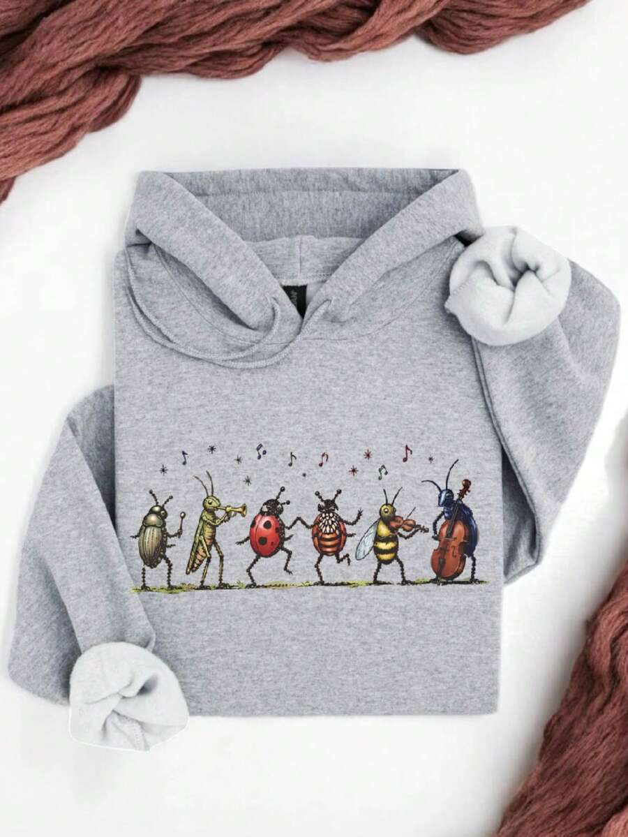 Vintage Insect Music Graphic Hoodie