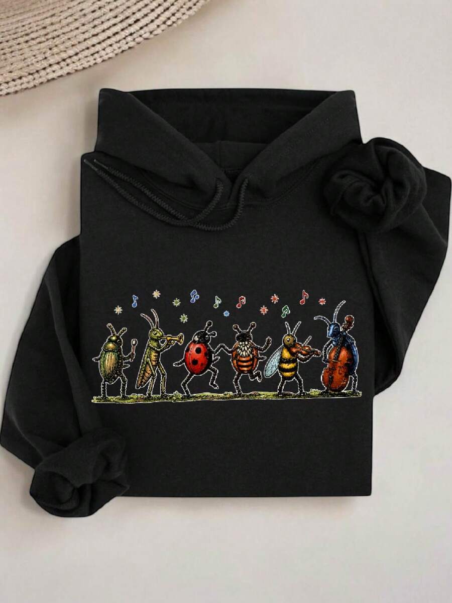 Vintage Insect Music Graphic Hoodie