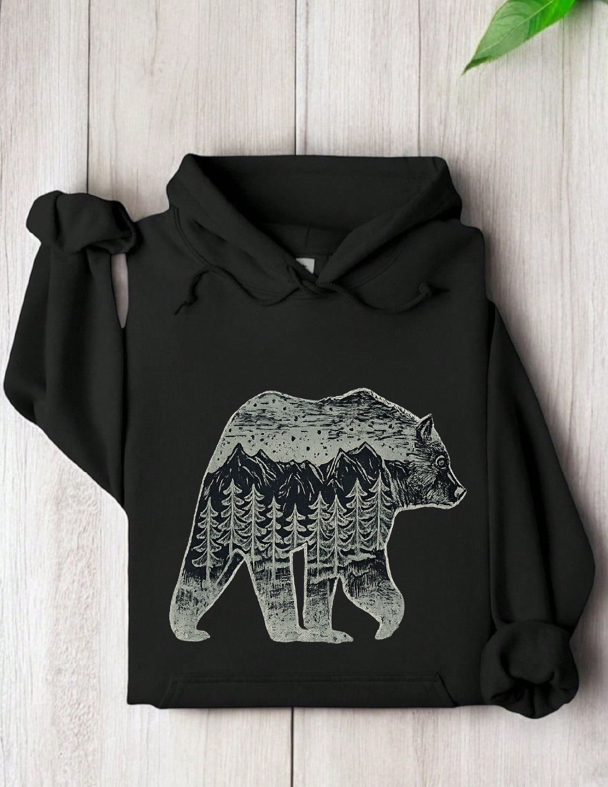 Mountain And Forest Bear Graphic Hoodie
