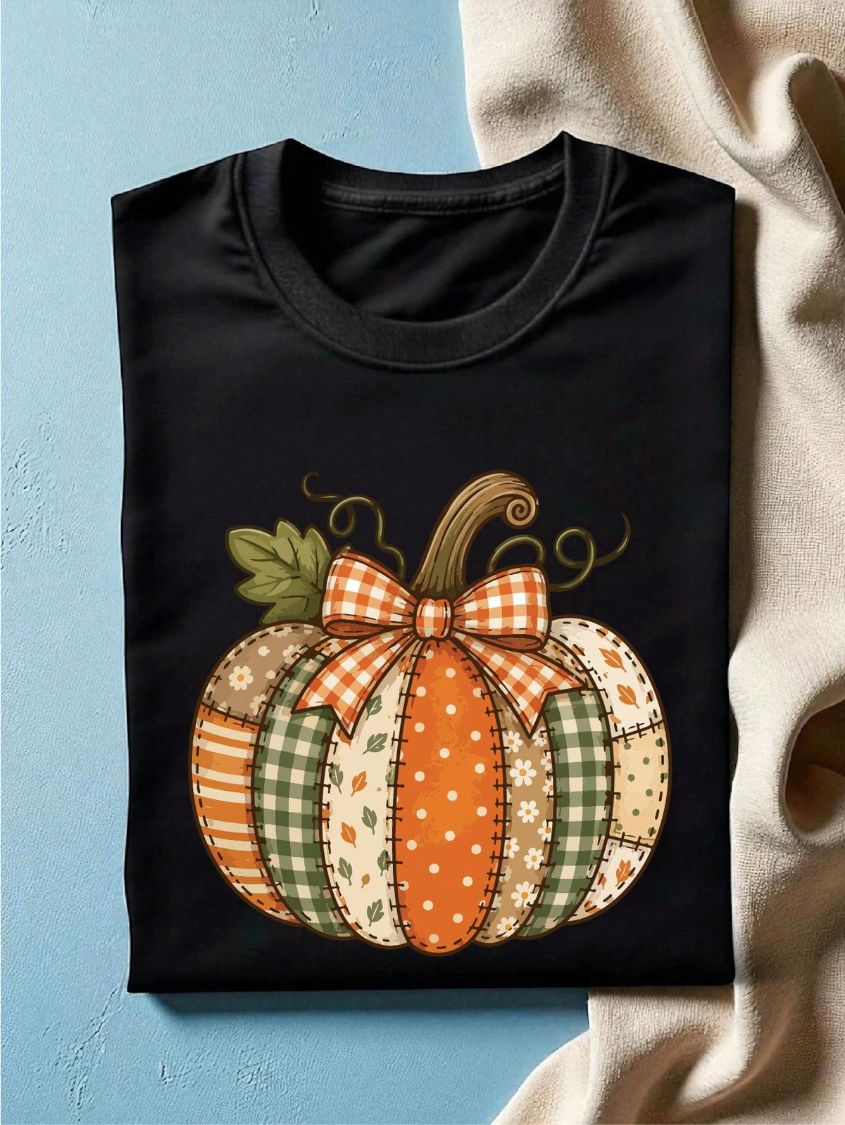 Vintage Patchwork Pumpkin T-Shirt