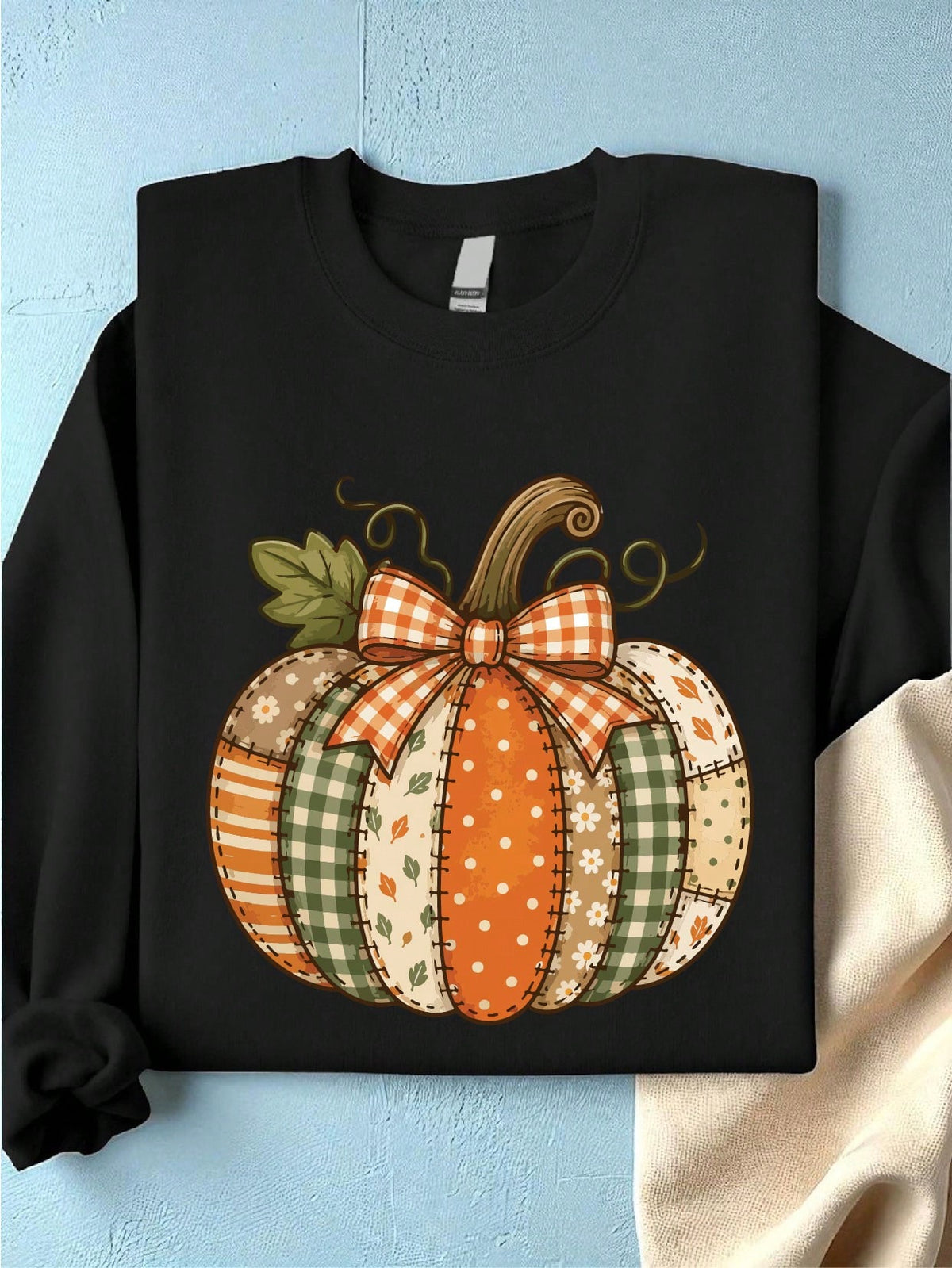 Vintage Patchwork Pumpkin Sweatshirt