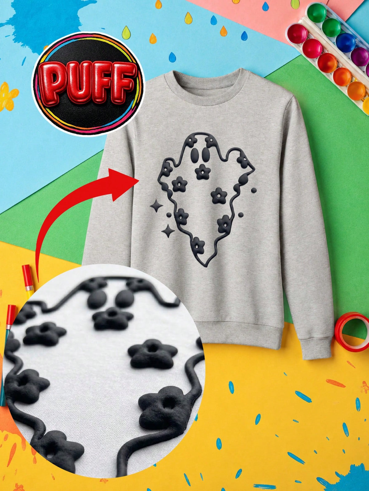 Halloween Ghost 3D Puff Print Hoodie