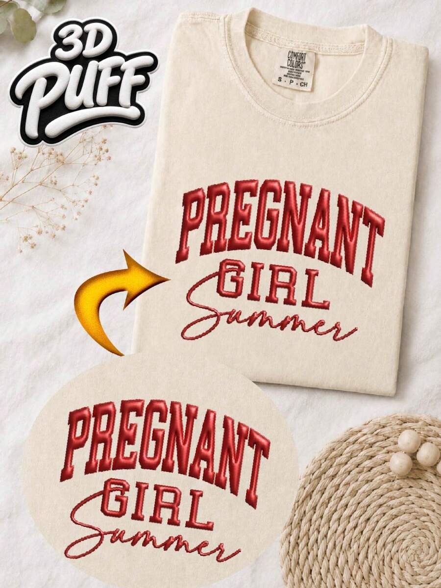 Pregnant Girl Summer 3D Puff T-Shirt