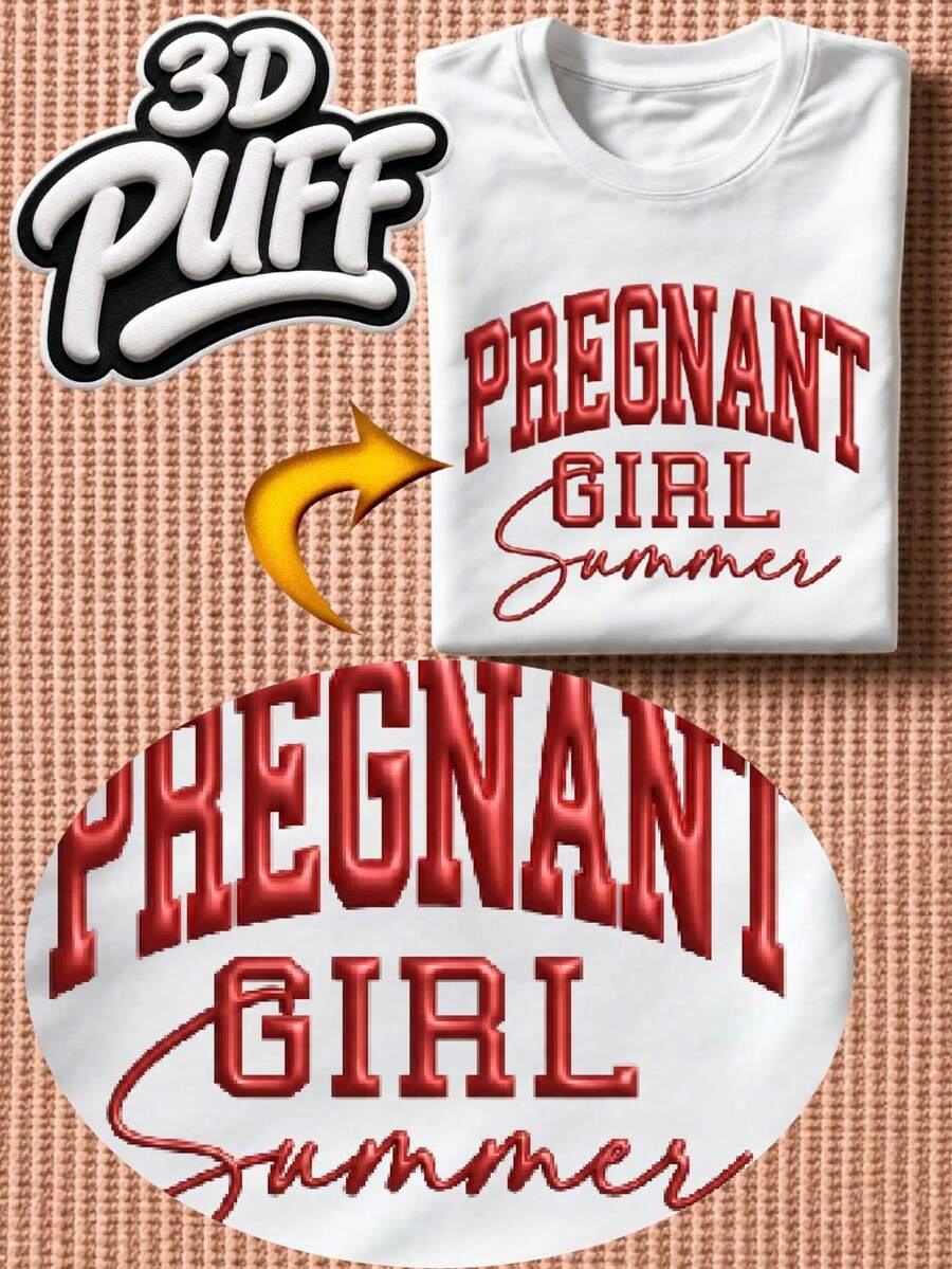 Pregnant Girl Summer 3D Puff T-Shirt