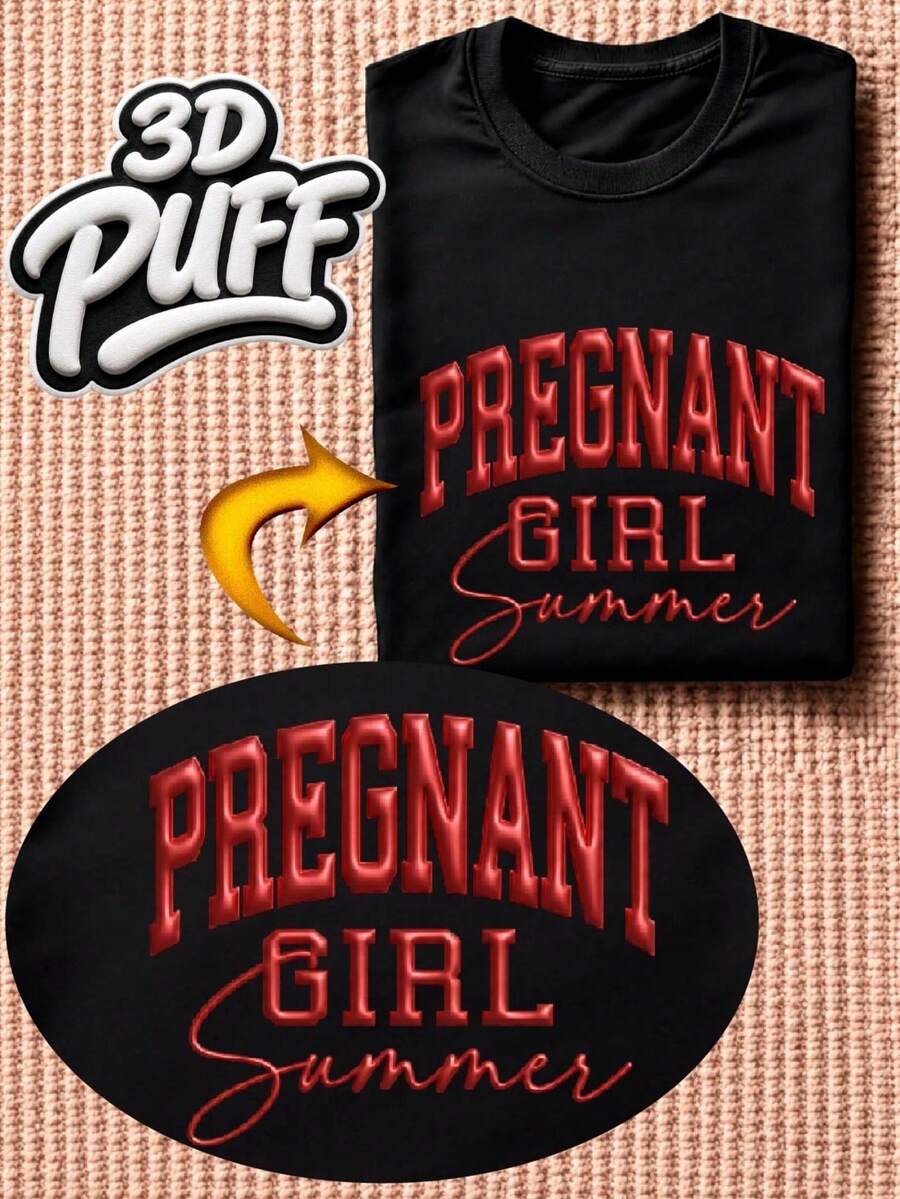 Pregnant Girl Summer 3D Puff T-Shirt