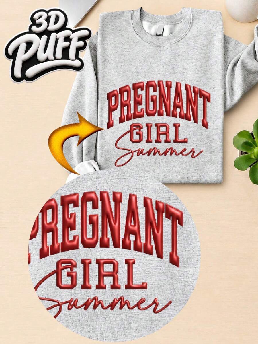 Pregnant Girl Summer 3D Puff Sweatshirt
